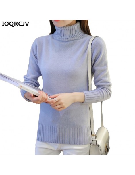 Pullovers 2018 New Autumn winter Women Knitted Sweaters Pullovers Turtleneck Long Sleeve Solid Color Slim Elastic Short Sweat...