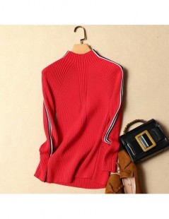 Pullovers Turtleneck Women Sweater 2019 Autumn Winter Elastic Knitted Striped Slim Sexy Pullovers Outwear Top Quality - see c...