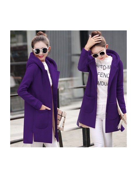 2018 New Fashion Women jacket Thick Hooded Outwear Medium-Long Style Warm Winter Coat Women Plus Size Parkas W548 - purple -...