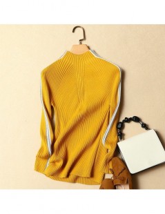 Pullovers Turtleneck Women Sweater 2019 Autumn Winter Elastic Knitted Striped Slim Sexy Pullovers Outwear Top Quality - see c...