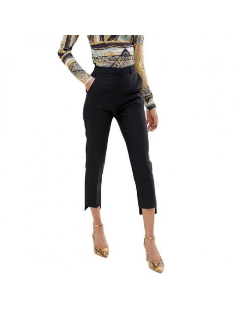 Pants & Capris 2019 New Pants Women Cropped Trousers Black Straight Front Easy To Wear - Black - 4L3004292699 $31.31