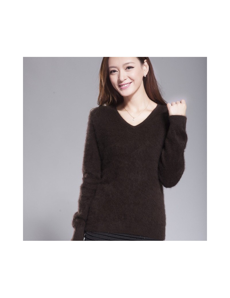 2018 sweater female V-neck marten velvet sweater solid color basic shirt short design Mink cashmere sweater knitted sweater ...