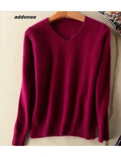 Pullovers 2018 sweater female V-neck marten velvet sweater solid color basic shirt short design Mink cashmere sweater knitted...