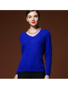 Pullovers 2018 sweater female V-neck marten velvet sweater solid color basic shirt short design Mink cashmere sweater knitted...
