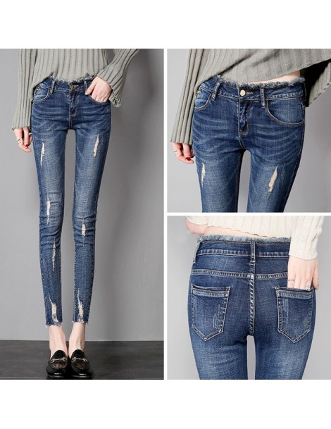 Jeans 2019 New Ultra Stretchy Blue Tassel Ripped Jeans Woman Denim Pants Trousers For Women Pencil Skinny Jeans - 8 - 4441307...