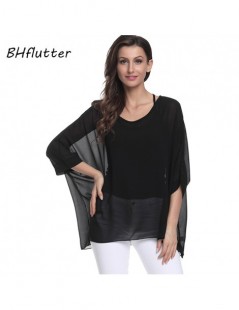 Blouses & Shirts Plus Size 2018 Women Tops Tees Batwing Sleeve Casual Loose Chiffon Blouse Shirt O neck Solid Summer Blouses ...