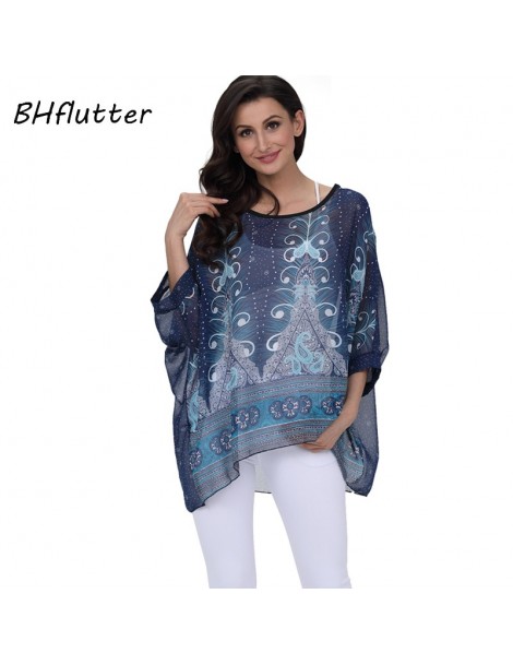 Blouses & Shirts Plus Size 2018 Women Tops Tees Batwing Sleeve Casual Loose Chiffon Blouse Shirt O neck Solid Summer Blouses ...