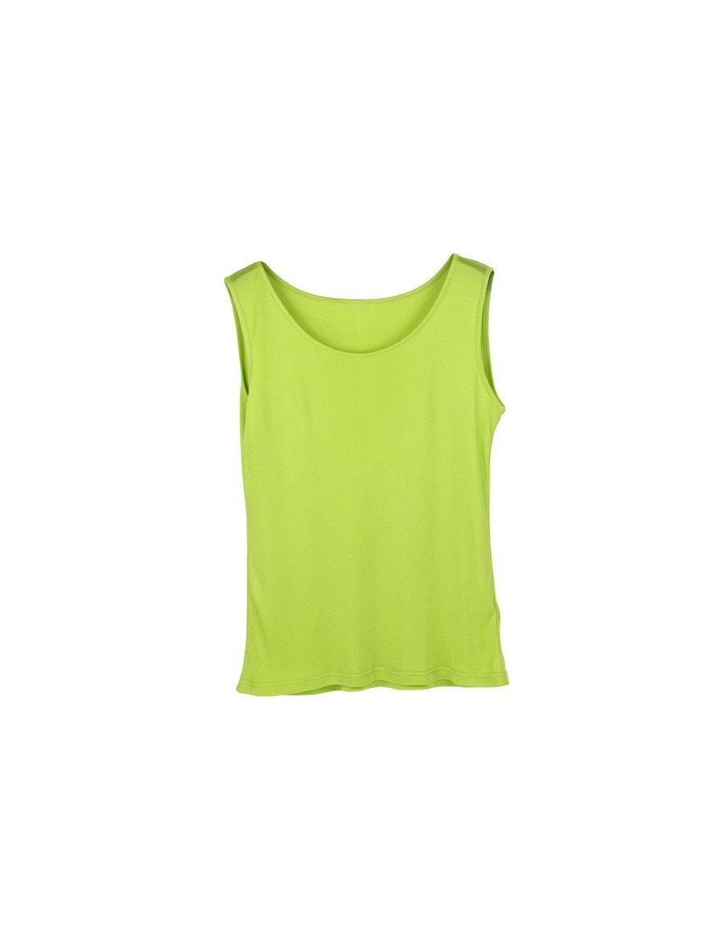 Tank Tops Fashion Knitted Silk Women Sleeveless Tank Top Vest Basic Shirts Summer Camisoles Style Multicolor - Shiny green - ...