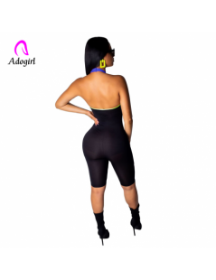 Rompers Fitness Black Bodycon Sexy Jumpsuit Short for Women Halter Neck Rompers Womens Jumpsuit Streetwear Candy Color Stripe...