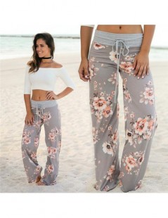 Pants & Capris Autumn Casual Loose Trousers 2019 Women Fashion Flowers Printed Drawstring Wide Leg Pants Large Size Straight ...