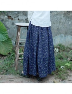Skirts Summer Preppy Mori Style Floral Women Cotton Linen Pleated Skirt Fresh Spring Ladies Long Ankle Length Lantern Skirts ...