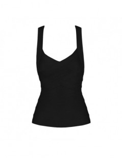 Tank Tops 2019 New Sexy Women's Elastic Bandage Tops Stretch V-Neck Tight Lady Camis Vest Tank Tops Summer - black - 42396747...
