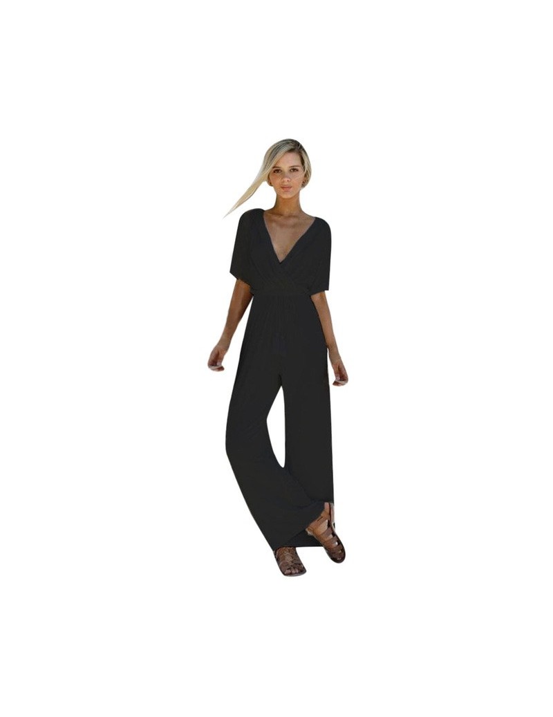 Women Casual Jumpsuit Elegant V Neck Loose daily Brief easy long Playsuit summer Party beach Short Sleeve Modis Long Rompers...