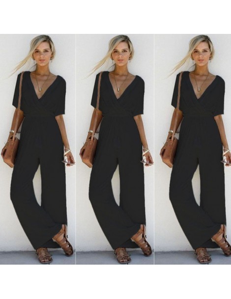 Jumpsuits Women Casual Jumpsuit Elegant V Neck Loose daily Brief easy long Playsuit summer Party beach Short Sleeve Modis Lon...