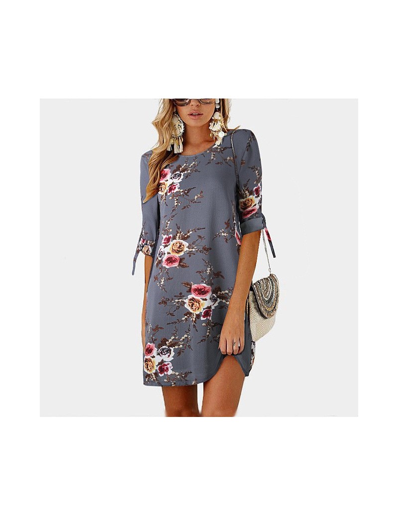 Summer Beach Dresses 2019 Chiffon Floral Print Mini Dress Women Boho Half Sleeve Elegant Ladies Dress Tunic Party Robe Femme...
