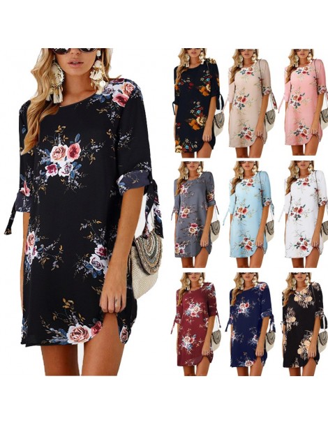 Dresses Summer Beach Dresses 2019 Chiffon Floral Print Mini Dress Women Boho Half Sleeve Elegant Ladies Dress Tunic Party Rob...