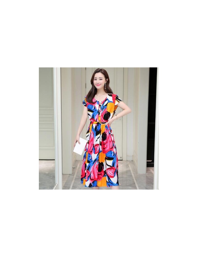 Dresses Plus Size 2019 Summer New Short-sleeved Print Vintage Dress Loose Long Dress XL-6XL Women Dress RE2336 - 20 - 4230044...