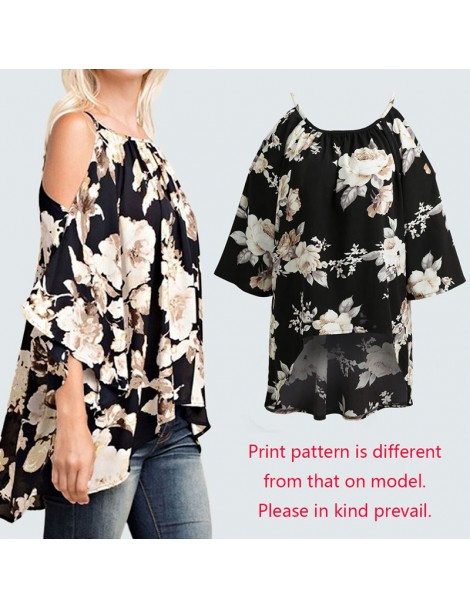 Blouses & Shirts Off Shoulder Summer Tops 2019 Women Blouse Shirts Plus Size 3XL 4XL 5XL Boho Floral Print Blouses female tun...