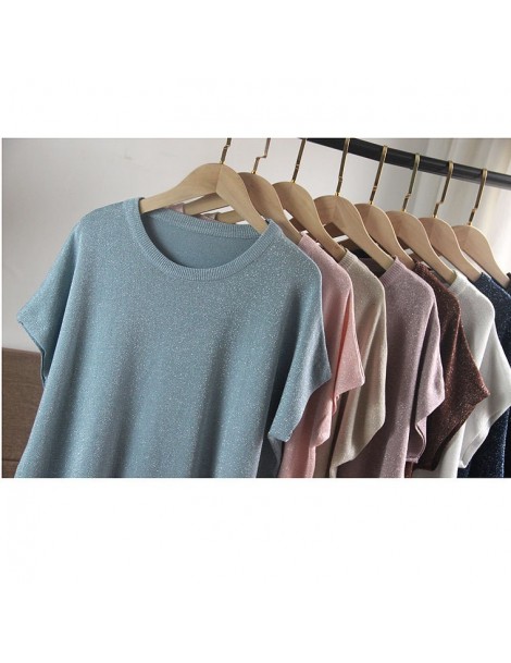 Pullovers Trendy Summer Autumn Women Casual Short Sleeve Sequins Shinny Tops O-neck Knitwear Loose Pullovers Jumper Pull QH18...