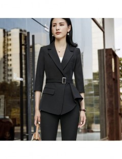 Pant Suits Fashion temperament women pants suits New elegant slim half sleeve blazer and trousers office ladies plus size Wor...