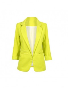 Blazers 2015 Womens Candy Colors Slim Casual Blazer With Three Quarter Sleeve Notched Jacket Coat Outwear Plus Size Solid Wor...