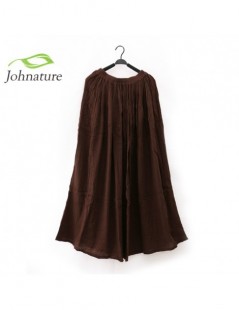 Skirts 2019 Women New Cotton Linen Elastice Waist Floor Length Autumn Pleated Solid Button Casual Long Skirts - black - 4E337...