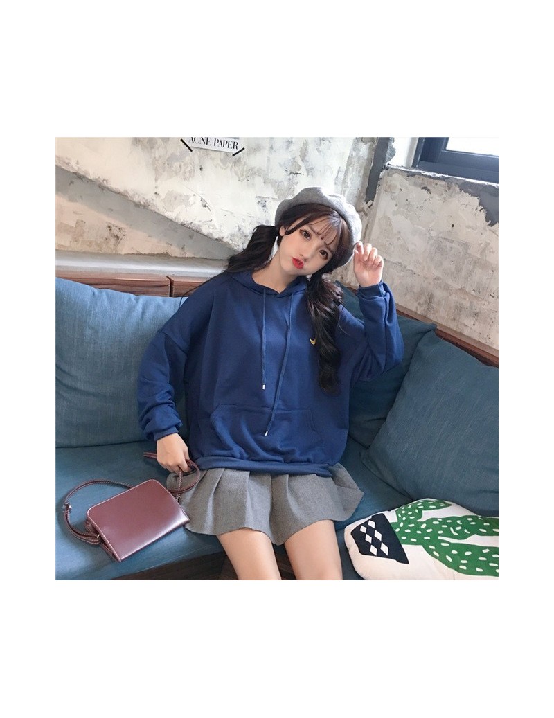 2018 New Preppy Style Moon Letter Embroidery Hoodies Female Sweet Cute Hooded Sewarshirt Women Harajuku Pullover Sudaderas X...