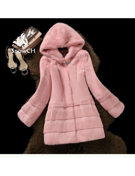 Real Fur New real rabbit fur coat women full pelt rabbit fur jacket with hat Drill buckle winter outerwear make plus size - p...
