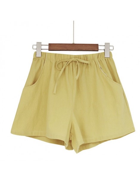 Shorts Droppshiping Women High Waist Loose Solid Color Shorts Casual for Summer Sport Running Beach d88 - YELLOW - 5A11118243...