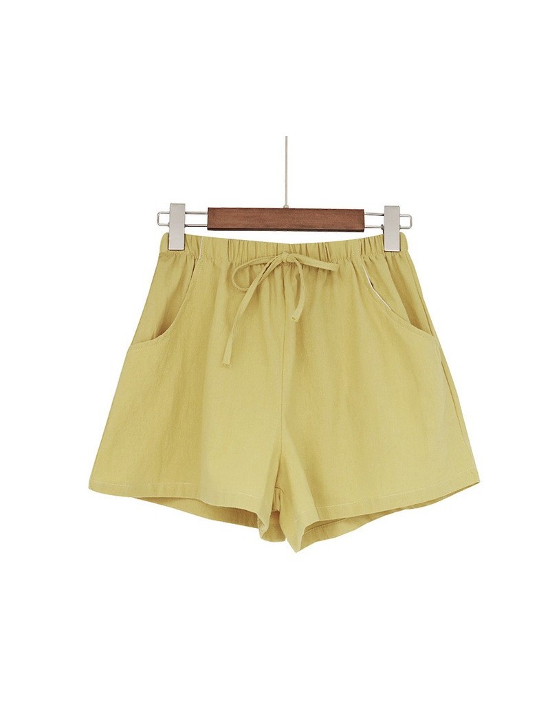 Shorts Droppshiping Women High Waist Loose Solid Color Shorts Casual for Summer Sport Running Beach d88 - YELLOW - 5A11118243...
