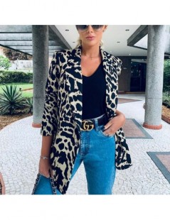 Blazers Women Coat Blazers Slim Casual Blazer Jacket Leipard Top Outwear Long Sleeve Career Formal Long Length Coat - Black -...