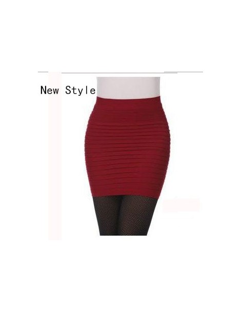 Skirts New Fashion 1Summer Women Skirts High Waist Candy Color Plus Size Elastic Pleated Short Skirt QB001-N - Random - 4E372...