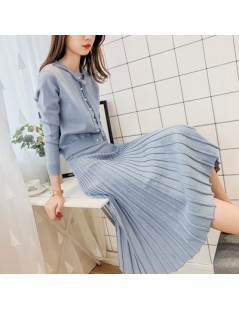 Women's Sets Fashion Sweet Girl 2 / Two Pieces Sets 2019 Elegant Slim Bow Collar Knitted Sweater Tops + Pleated Skirt Suit Fo...