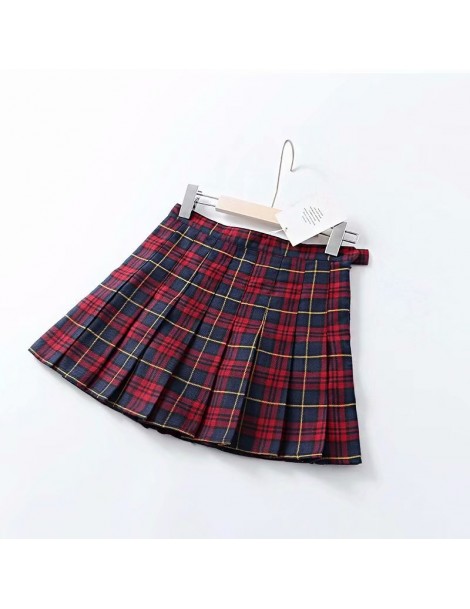 Skirts Women Preppy Style Check Pleated Skirts with Safety Shorts Plaid Mini Skirts High Waist Pleated Skirt - red - 43390529...