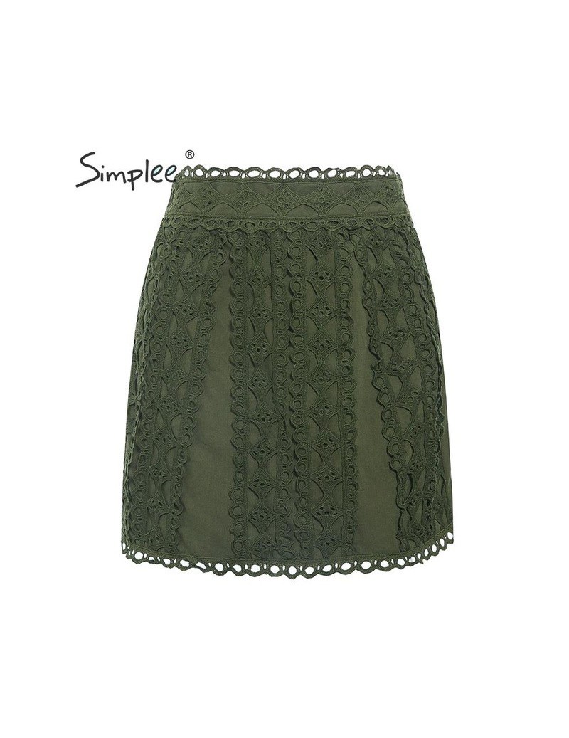 A-line lace embroidery women skirt Casual streetwear autumn female short skirt Party club ladies mini pink skirts - Green - ...