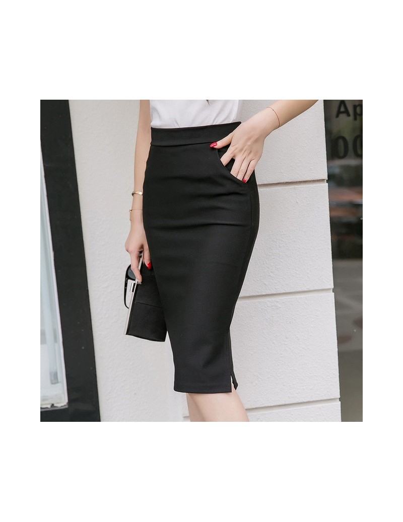 Skirts 5XL Plus Size Midi Skirt Women 2018 Fashion OL Office Pencil Skirts Women's Jupe New Arrival Slit High Waist Skirt Bla...