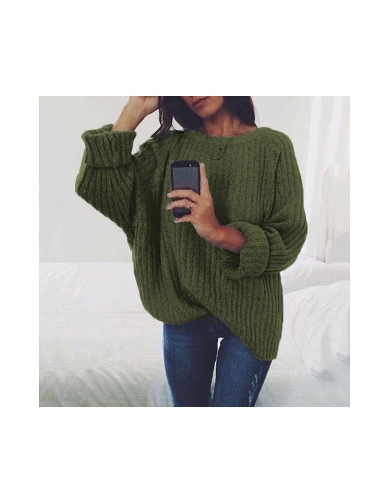Pullovers Loose Pullover Women Knitting Round Neck Solid Color Long Sleeve European Style Christmas Sweater Jersey Mujer Invi...