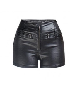 Shorts 2019 Womens Motocycle Pu Leather Shorts Zippers Sexy High Waist Stitching Leather Shorts Black/White Short Feminino K1...