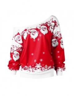 Hoodies & Sweatshirts High Women Skew Neck Santa Claus Snowflake Printed Pullover Sweatshirt Long Sleeve Autumn Christmas Top...