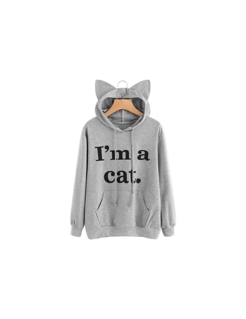 Autumn Winter Women Hooded Hoodies Long Sleeve Letters Printing Sweatshirt With Cat Ears Hat Lady Girls Casual Pullover TH36...
