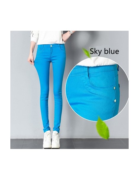 Jeans 2018 Women mid waist Plus Size Candy Jeans Pencil Pants Slim Casual Female Stretch Trousers blue Jean pantalones mujer ...