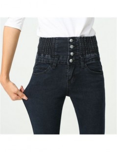 Jeans Spring New Large Size Trousers Women Elastic Waist Pencil Pants Fashion High Waist Slim Jeans JST040 - Sky Blue - 4H304...
