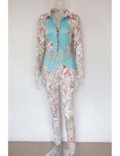 Jumpsuits Vintage Women Jumpsuit Overalls Sexy Turndown Collar Print Jumpsuit Without Belt Special Occasion Outfits - Rose Re...