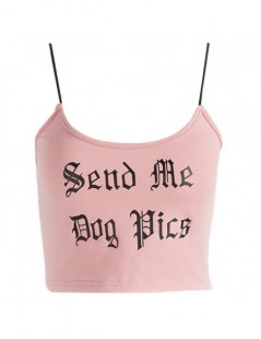 Tank Tops Women Cotton Cropped Letter Print Camisole Waist Sexy Summer Streetwear Tank Top - Pink Tank Top - 4Z3010186107 $7.83