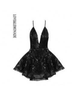 Rompers Sexy Deep V-Neck Open Back Ballet Style Sequins Playsuit LM81619 NAVY - BLACK - 32958059367 $42.68