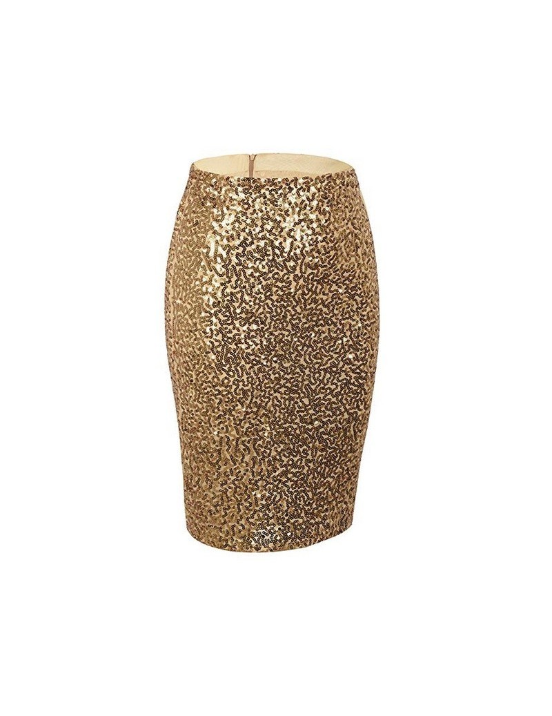 Skirts Summer Women Clothes 2019 New Solid Summer Women Sexy Sequin Mini Skinny Skirts High Waist Women's Sequin Skirt - Long...