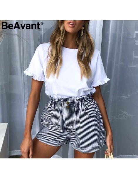 Shorts BeAvant Striped summer causal shorts women 2019 Button zipper cotton high waist shorts female Beach hotpants mini shor...