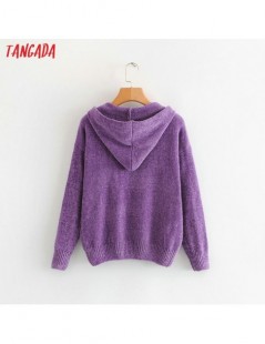 Pullovers women elegant Chenille hooded knitted sweater purple long sleeve lady pullovers female casual loose tops SY33 - Yel...