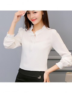 Blouses & Shirts Women Shirts Ruffle Blouse Fashion Spring Autumn Tops Chiffon Shirt Slim Long Sleeve White Blouse Office Blu...