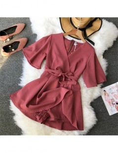 Rompers Slim New Fashion Sexy V Neck Bandage Jumpsuit Casual Elegant Women Playsuit Summer Beach Overalls Holiday Basic Tie R...